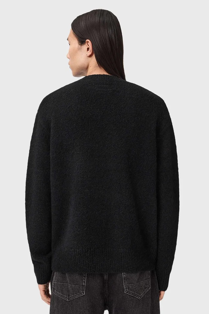 Пуловер с вълна AllSaints M042KD черен SS26