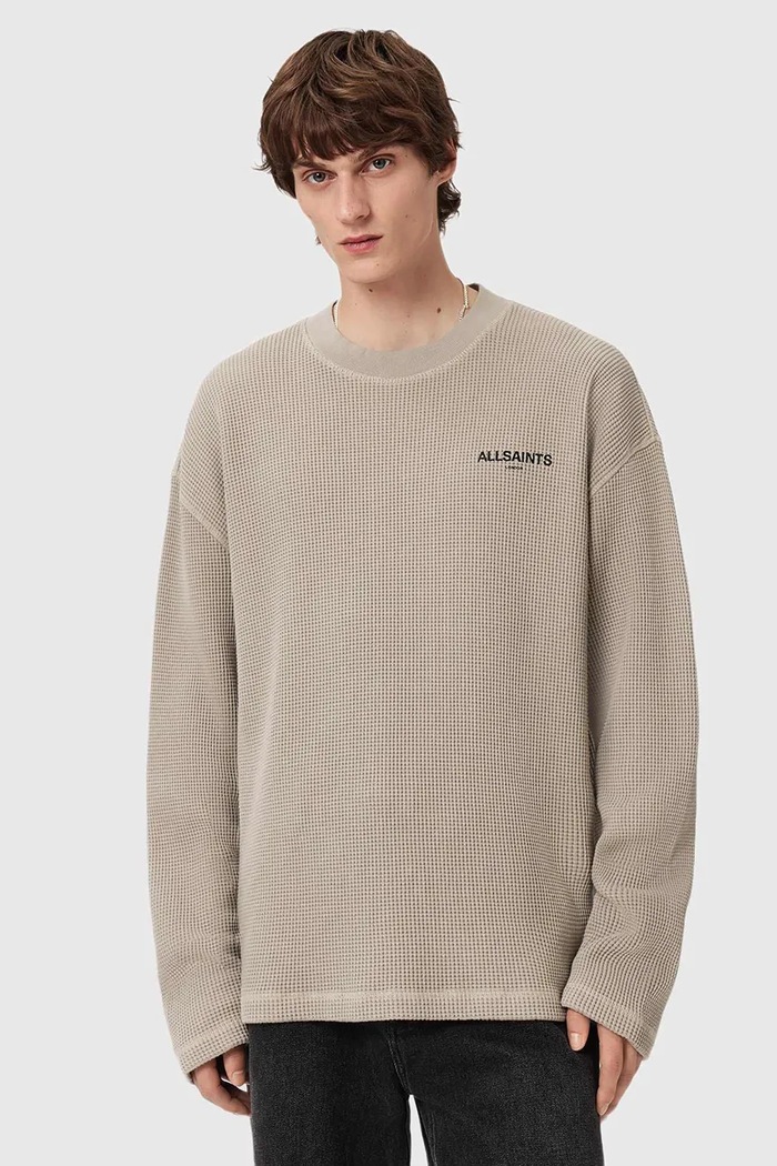 AllSaints pulover de bumbac subtiri bej M017JD
