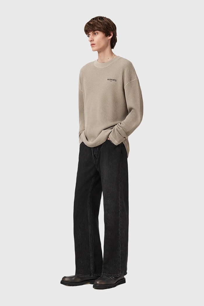Îmbrăcăminte AllSaints pulover de bumbac M017JD bej