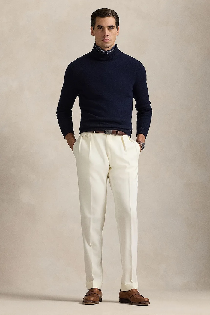 Odzież Polo Ralph Lauren sweter z dodatkiem wełny 710955907 granatowy