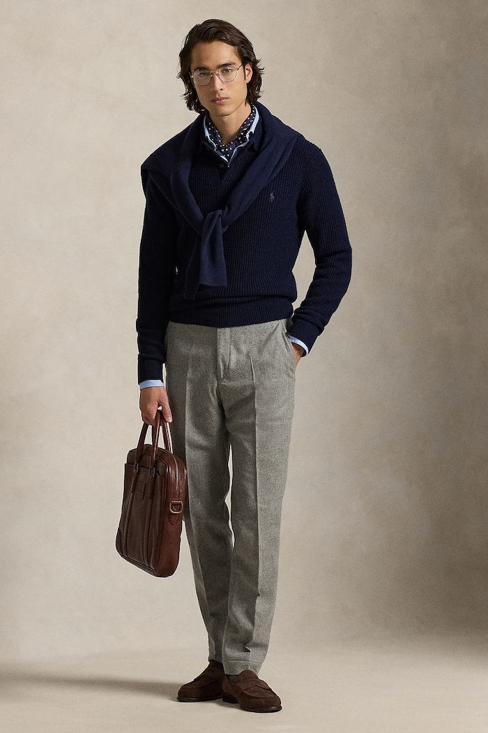 Odzież Polo Ralph Lauren Sweter męski z wełną 710979110 granatowy