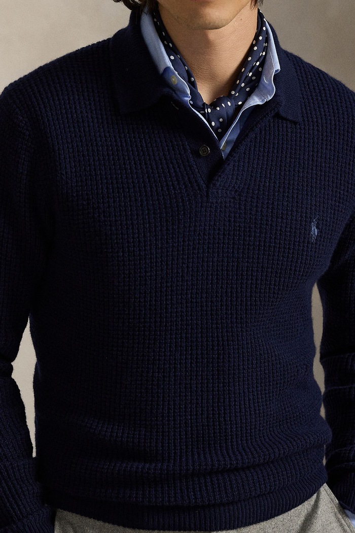 Sweter męski z wełną Polo Ralph Lauren 710979110 granatowy