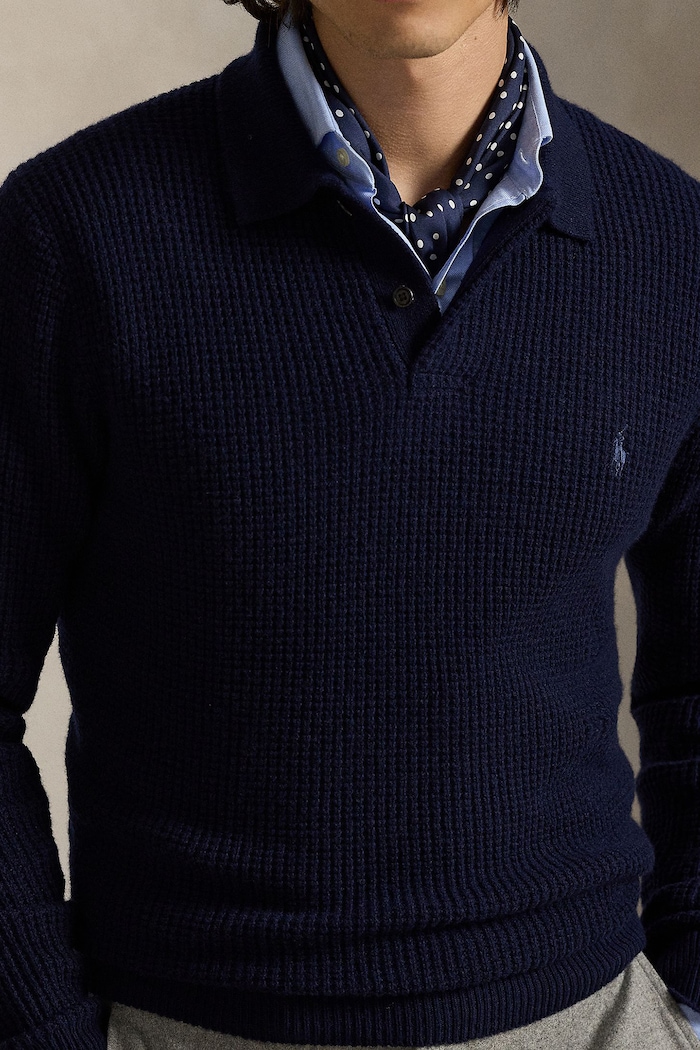 Sweter męski z wełną Polo Ralph Lauren 710979110 granatowy