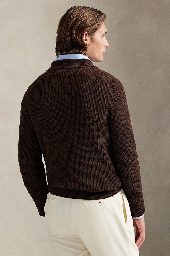 Πουλόβερ με προσθήκη μαλλιού Polo Ralph Lauren 710979110 καφέ SS26