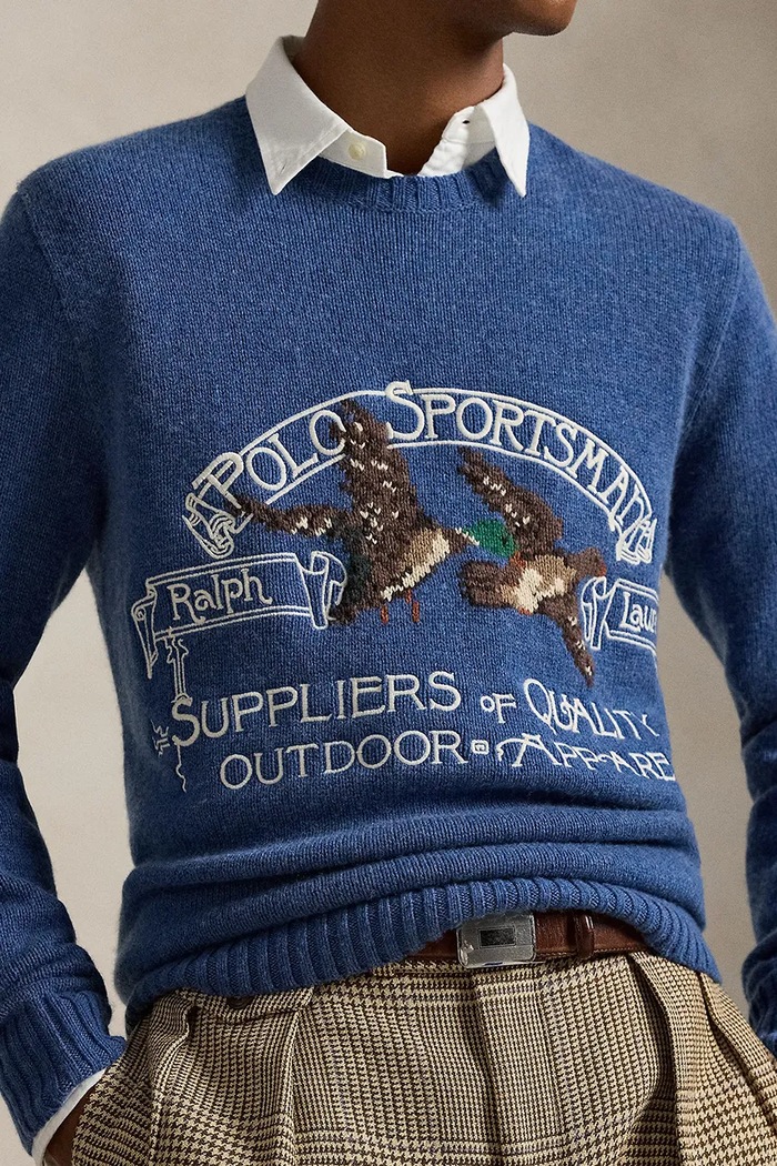 Πουλόβερ με προσθήκη μαλλιού Polo Ralph Lauren μπλε 710P03175