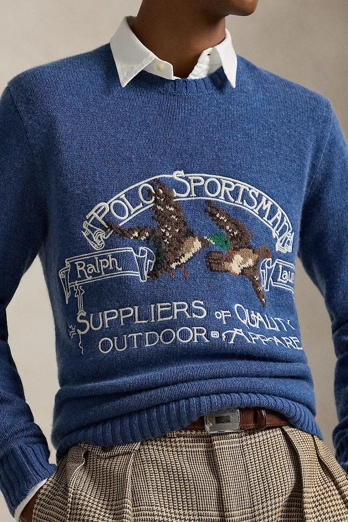 Πουλόβερ με προσθήκη μαλλιού Polo Ralph Lauren μπλε 710P03175