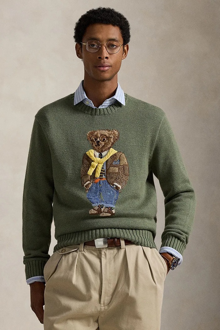 Βαμβακερό πουλόβερ Polo Ralph Lauren εμπριμέ μπεζ 710P04282
