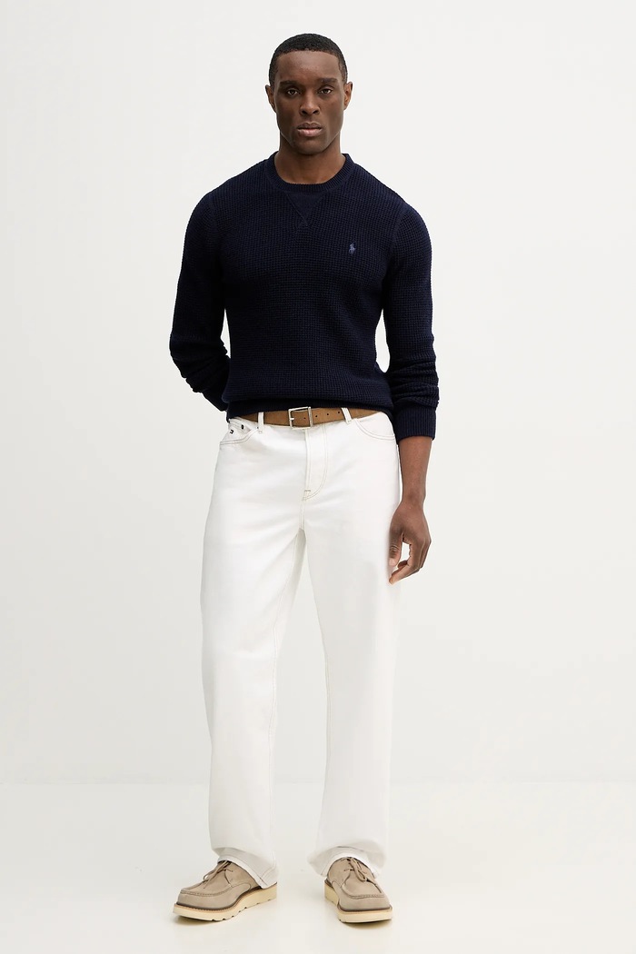 Πουλόβερ με προσθήκη μαλλιού Polo Ralph Lauren 710P04307 σκούρο μπλε SS26
