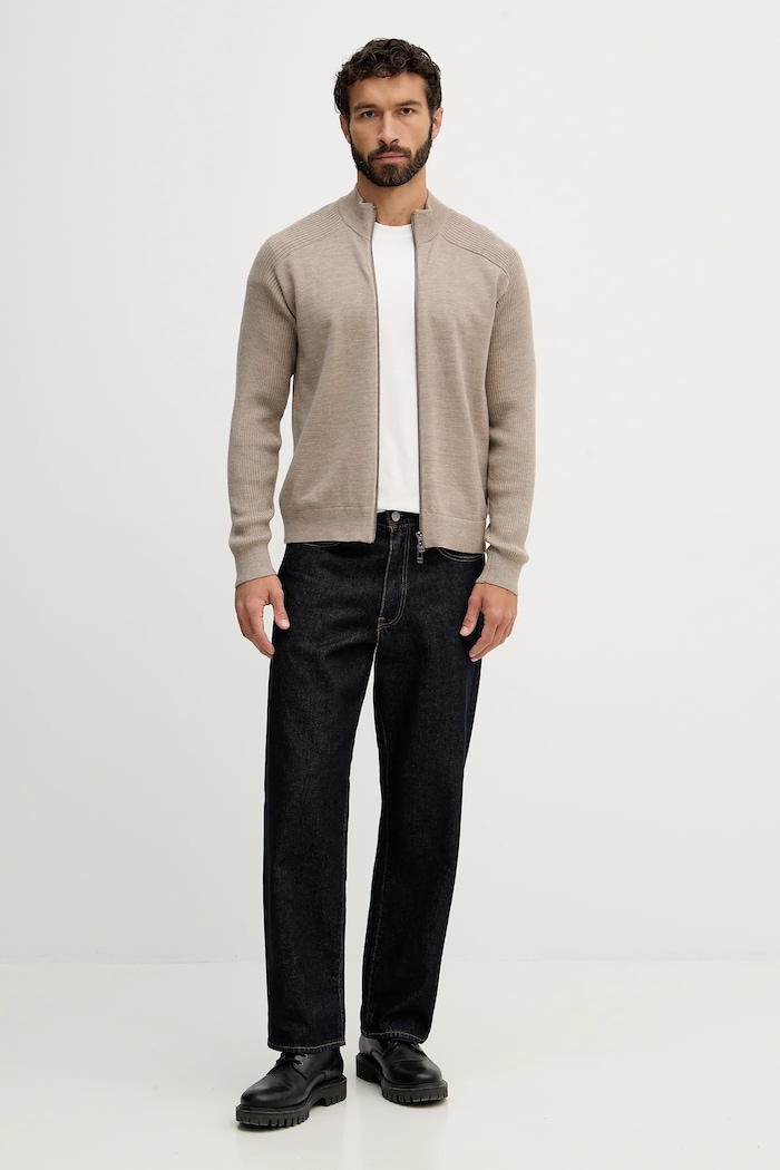 Kardigan s příměsí vlny Armani Exchange XM001975.AF10348 hnědá SS26