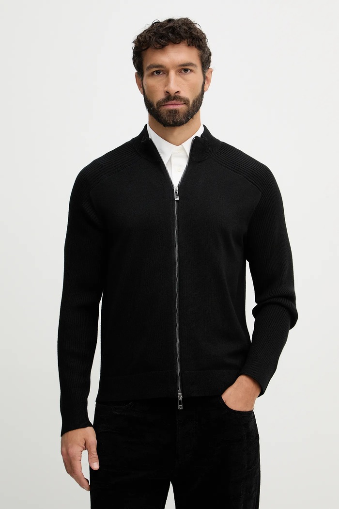 Kardigan s příměsí vlny Armani Exchange tenká černá XM001975.AF10348