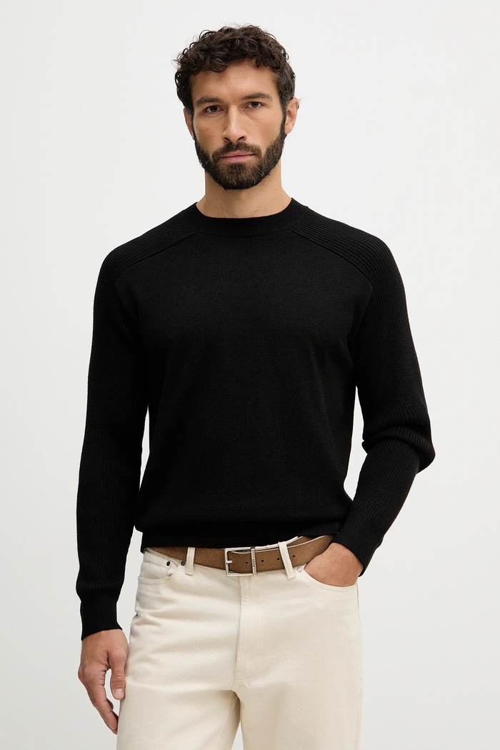 Svetr s příměsí vlny Armani Exchange kulatý černá XM002825.AF10348