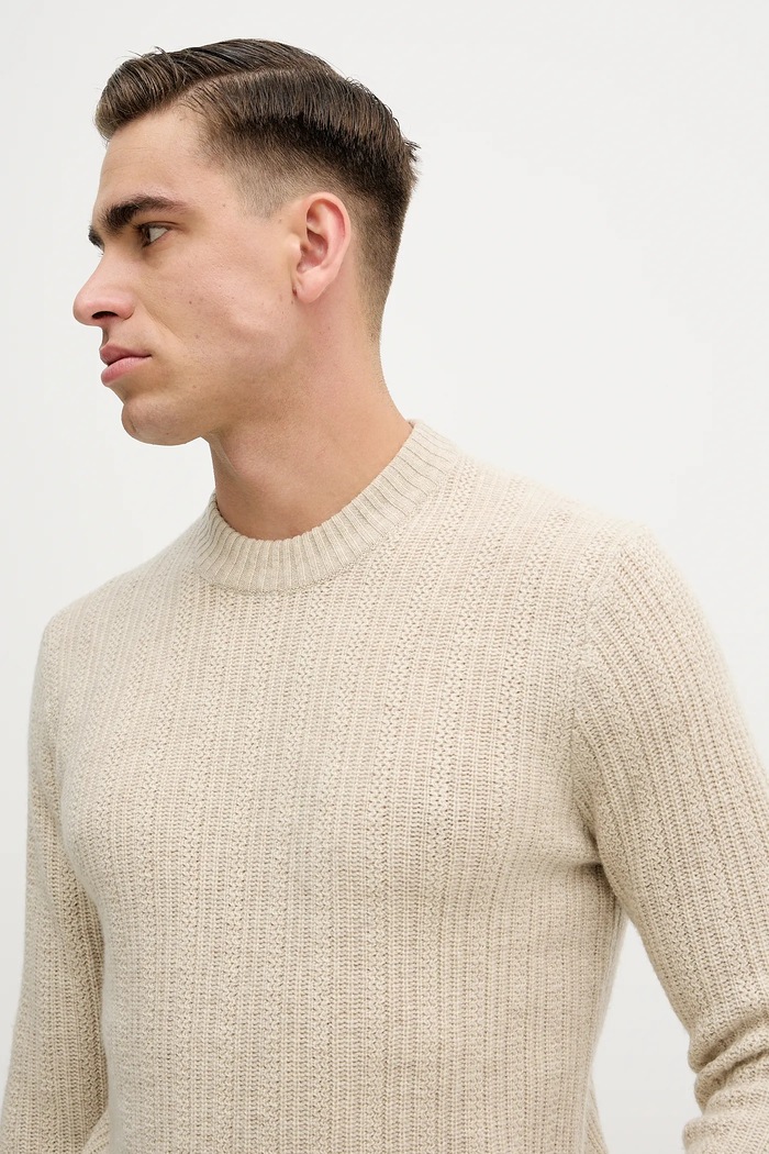 Vuneni pulover Hackett London bež HM7000125