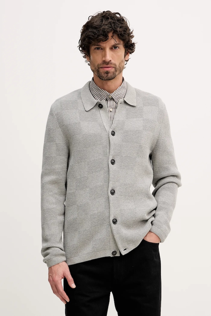 Бавовняний кардиган Barbour Falton бавовна сірий MKN1701