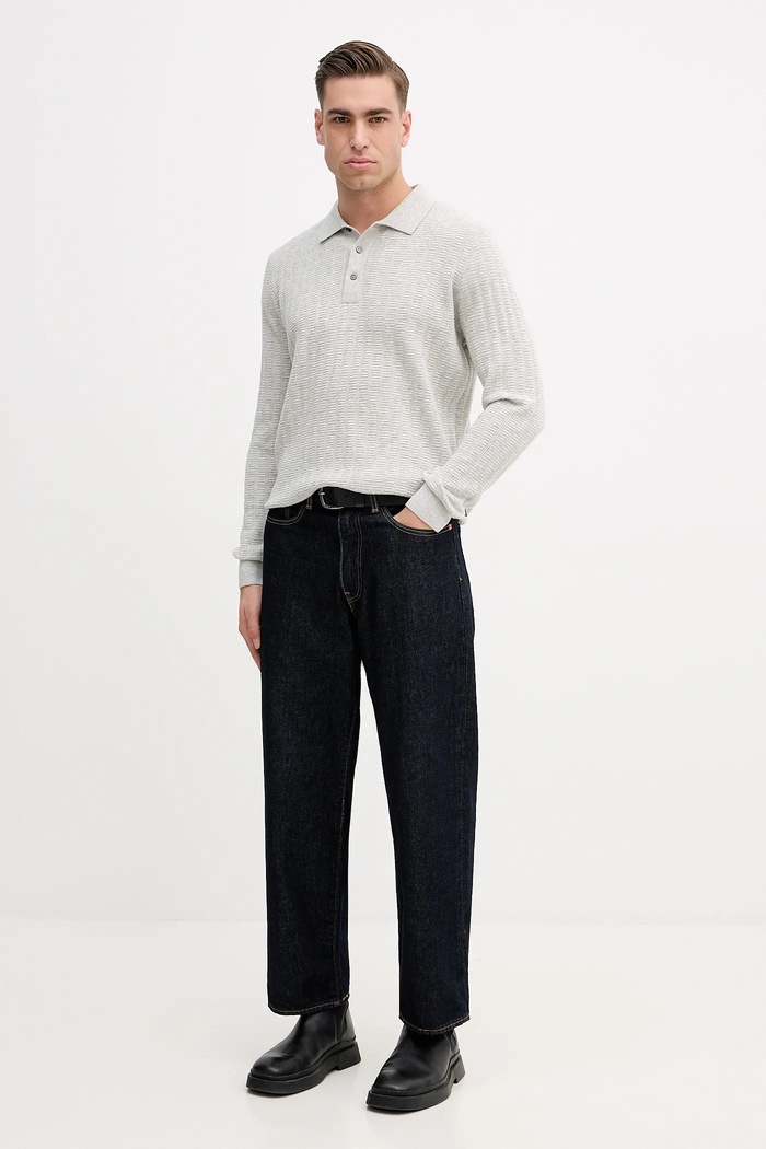 Svetr s příměsí vlny Barbour Smeaton MKN1704 šedá SS26