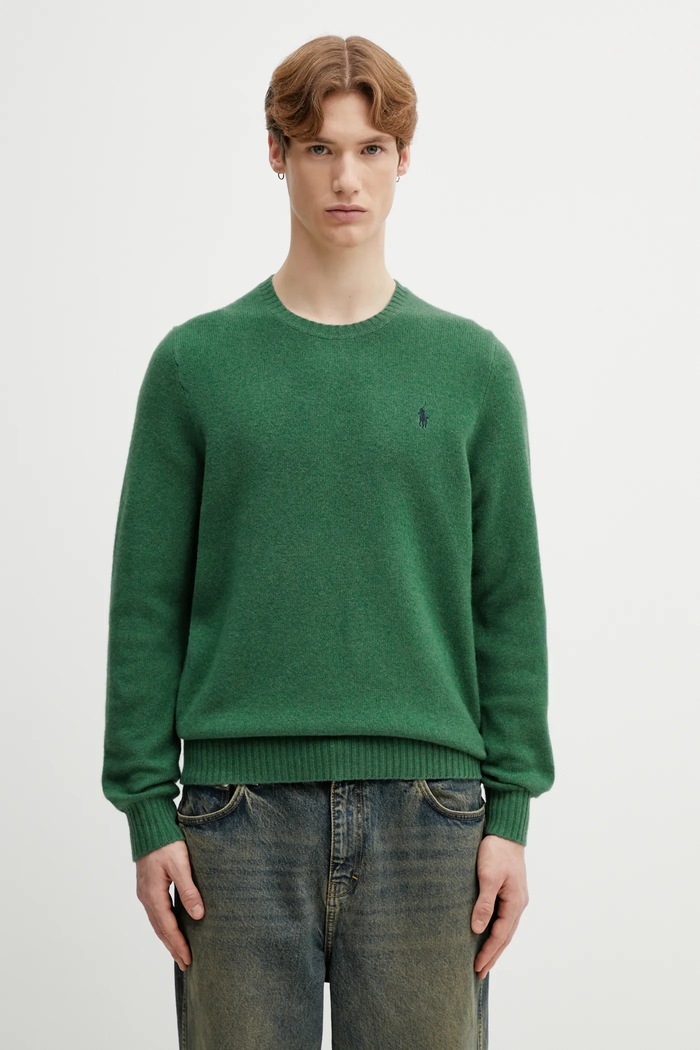 Vuneni pulover Polo Ralph Lauren 2/15 WOOL/CASH RWS bez uzorka zelena 710878292502