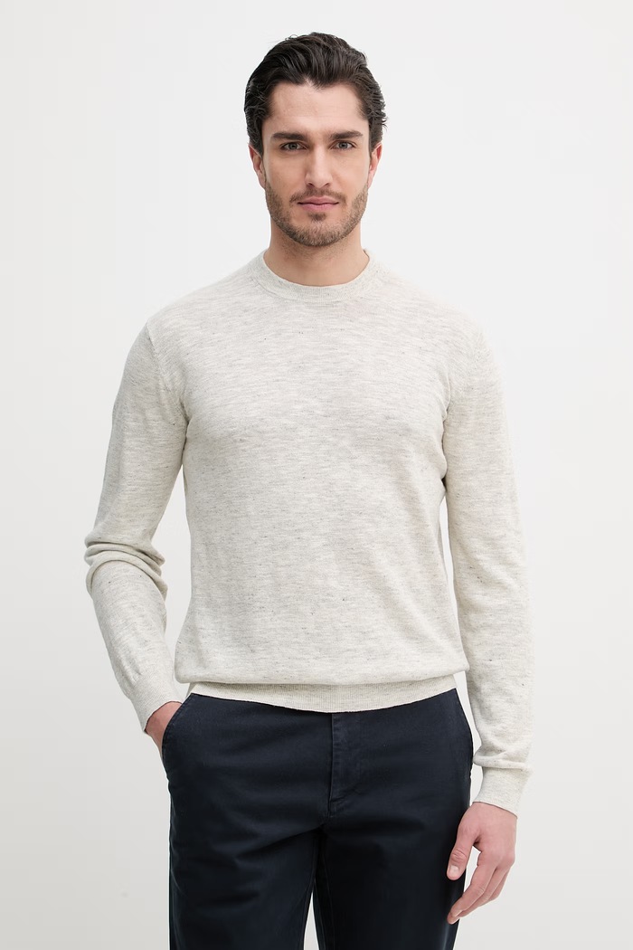 Pulover s primesjo lanu Barbour Flaxby Tanka bež MKN1712