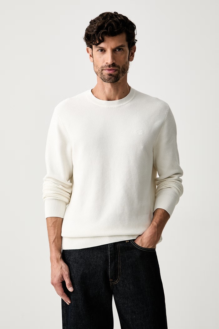 Calvin Klein sweter męski bawełniany beżowy LV04LF304G
