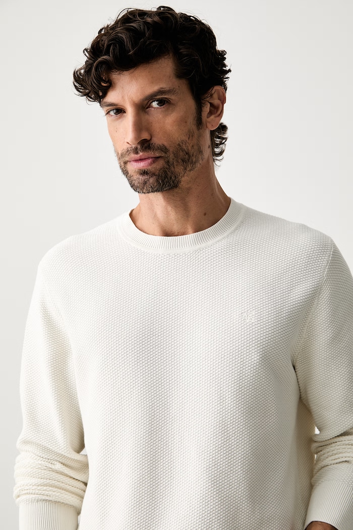 Calvin Klein sweter męski bawełniany beżowy LV04LF304G