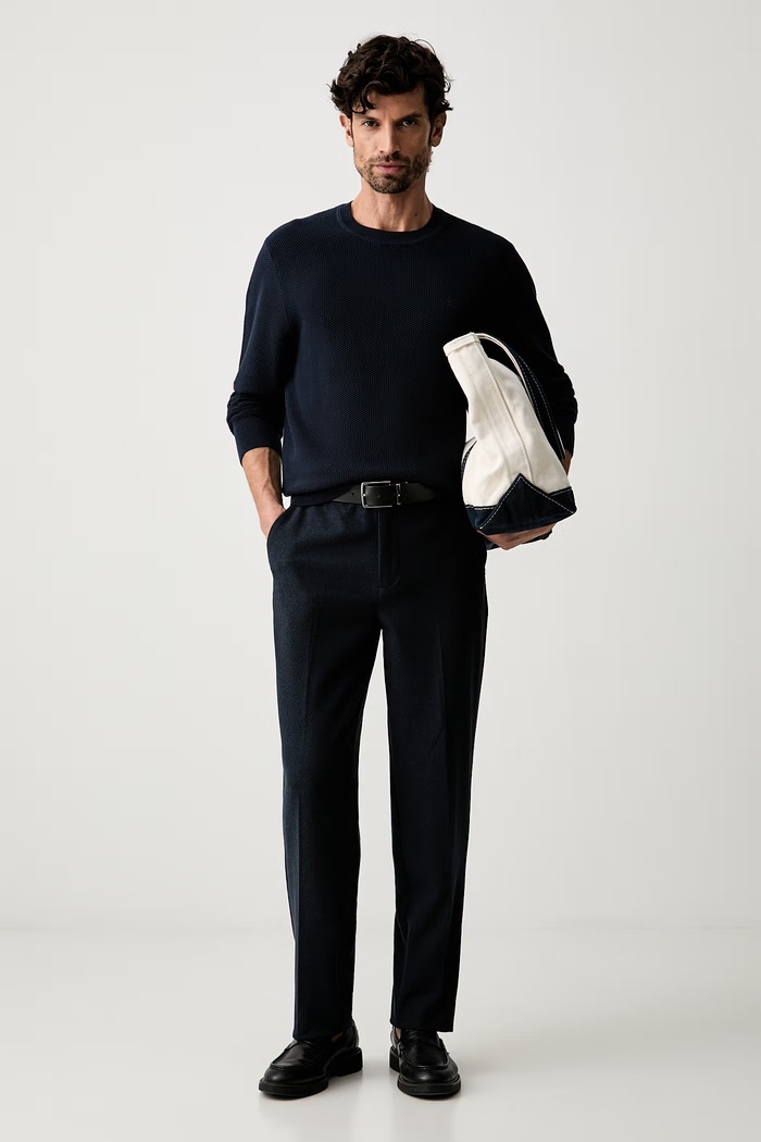 Calvin Klein sweter męski bawełniany LV04LF304G granatowy SS26