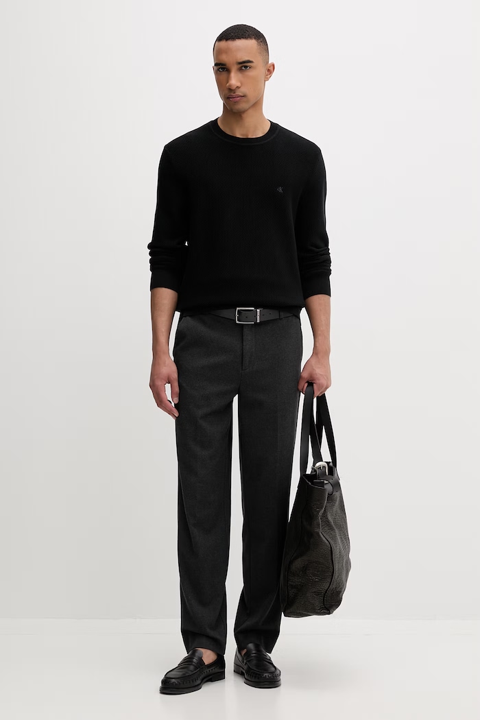 Calvin Klein sveter pánsky bavlnený LV04LF304G čierna SS26