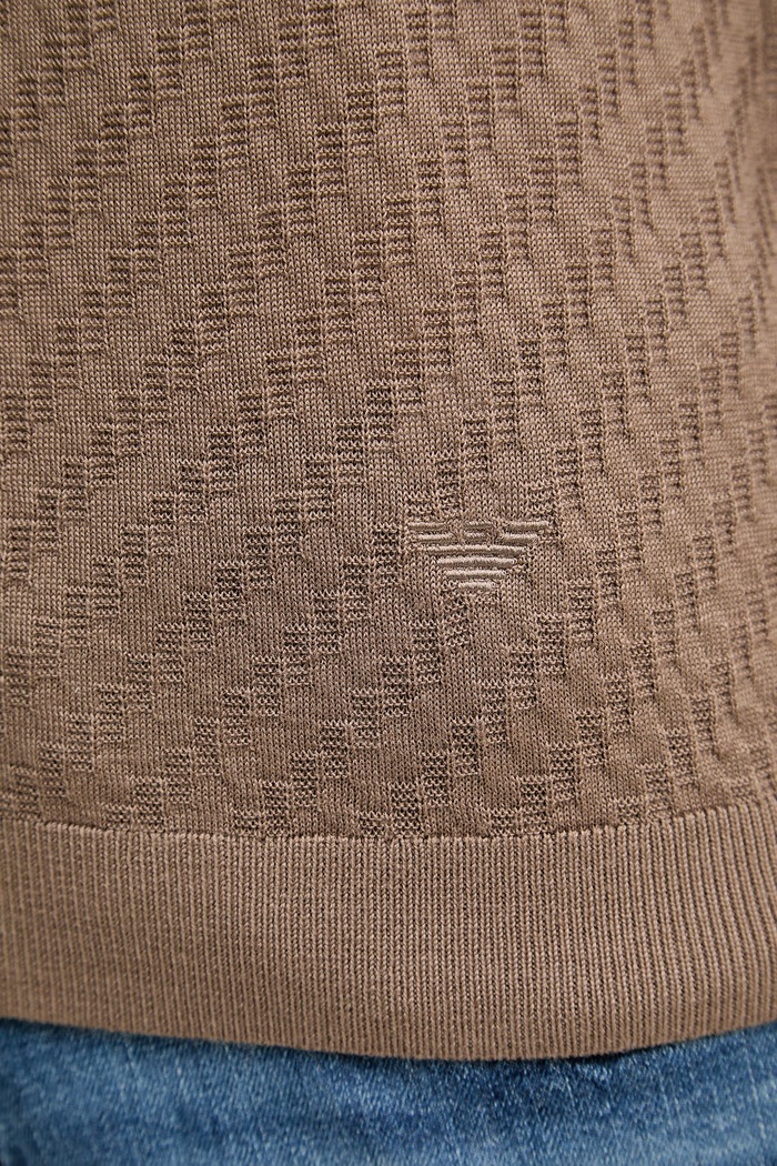 Emporio Armani polo tricotat pentru bărbați, cu lână EM004307.AF24573 maro