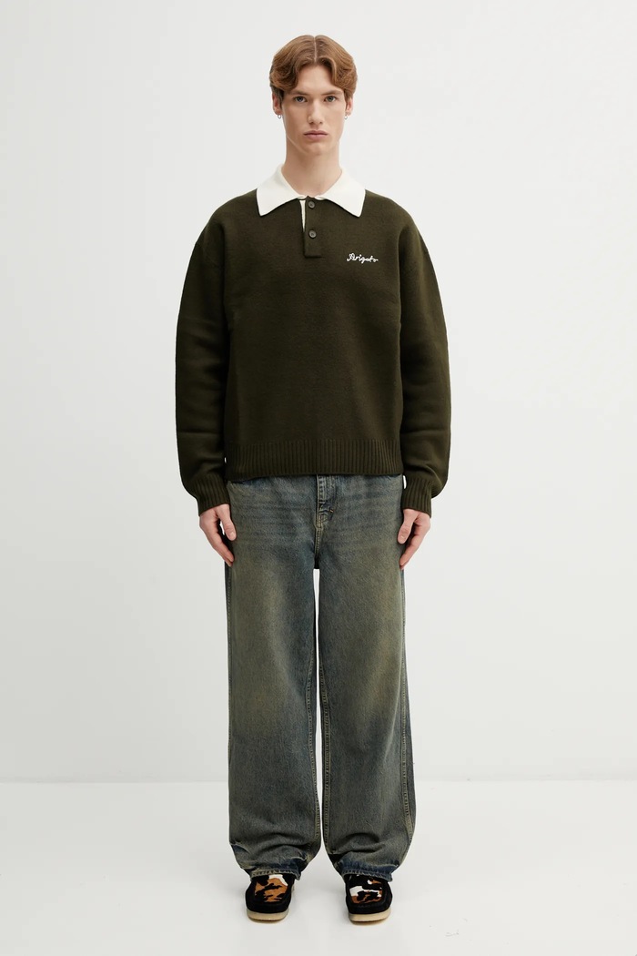 Μάλλινο πουλόβερ Axel Arigato Sonny Polo Sweater A3721001 πράσινο