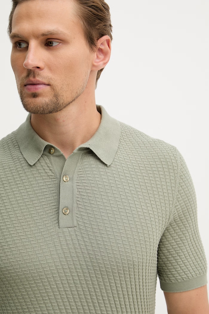 Trussardi úpletové polo tričko pánske bavlnené zelená M0558000060N