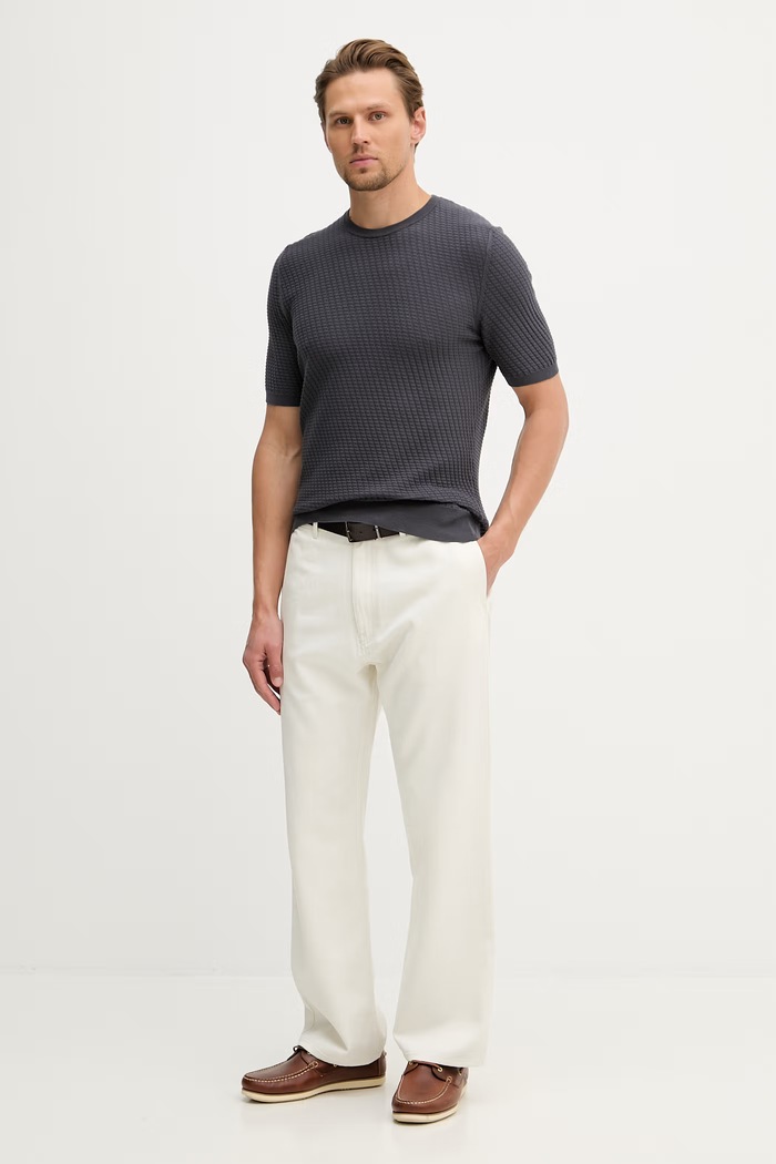 Trussardi sweter męski bawełniany M0718000076N szary SS26