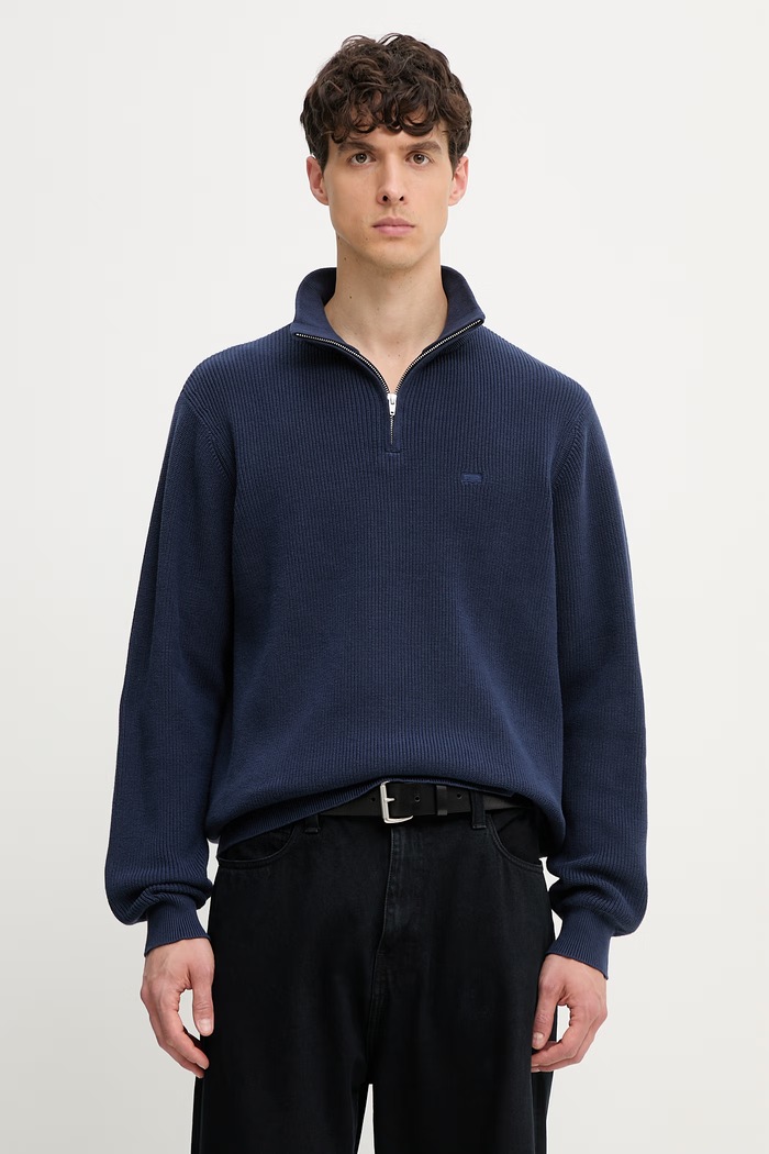 Levi's pulover de bumbac LIGHTWEIGHT HM QUARTER ZIP grosime medie albastru 0058U