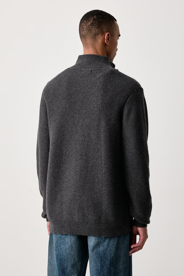 Oblečení Levi's Svetr pánský s příměsí vlny LIGHTWEIGHT HM QUARTER ZIP 0058U šedá