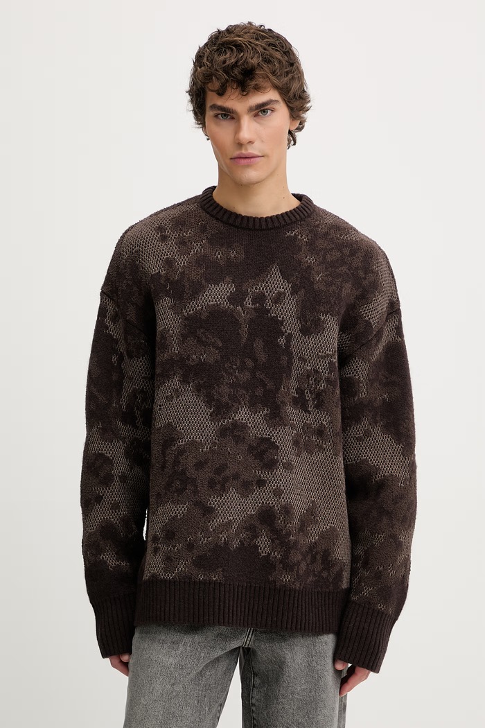 G-Star pulover din amestec de lână Loose jacquard groase maro D27246.E586.H519
