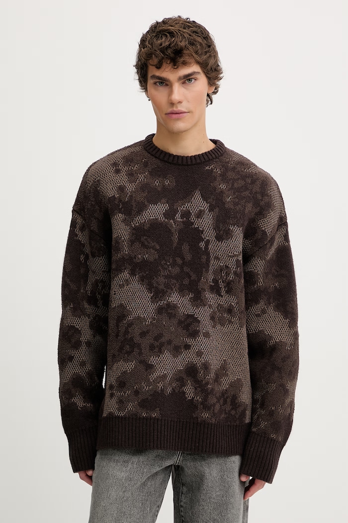 G-Star pulover din amestec de lână Loose jacquard groase maro D27246.E586.H519