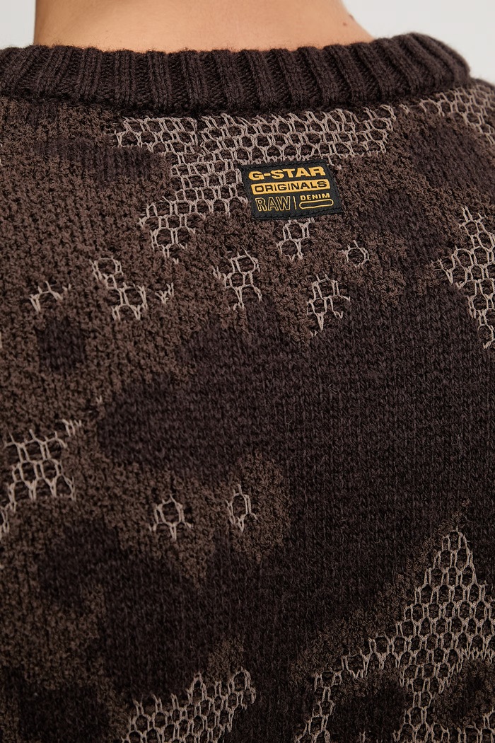 G-Star pulover din amestec de lână Loose jacquard maro D27246.E586.H519