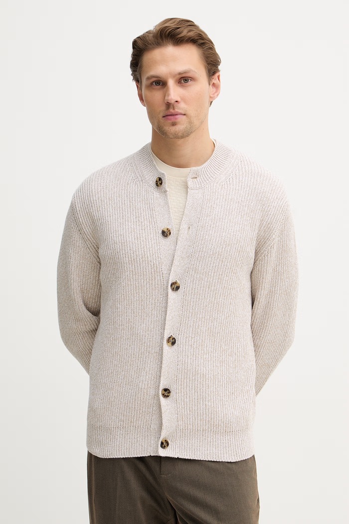 Sisley cardigan din bumbac uni bej 10Y2S500M