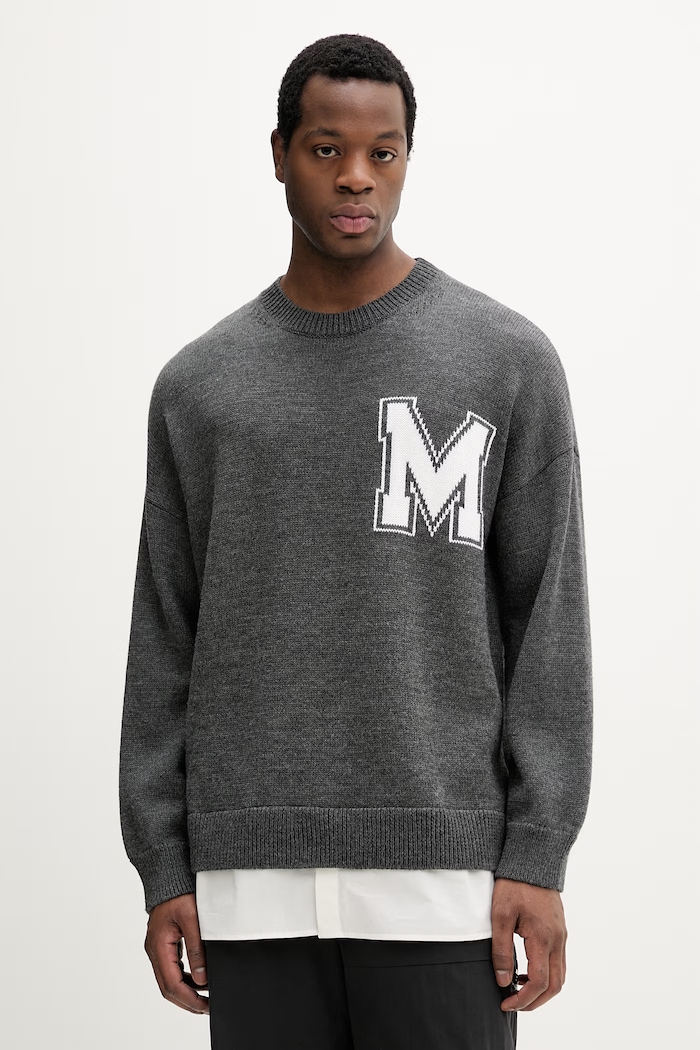 MM6 Maison Margiela sweter z dodatkiem wełny okrągły szary SH0HL0039.M13206.855M