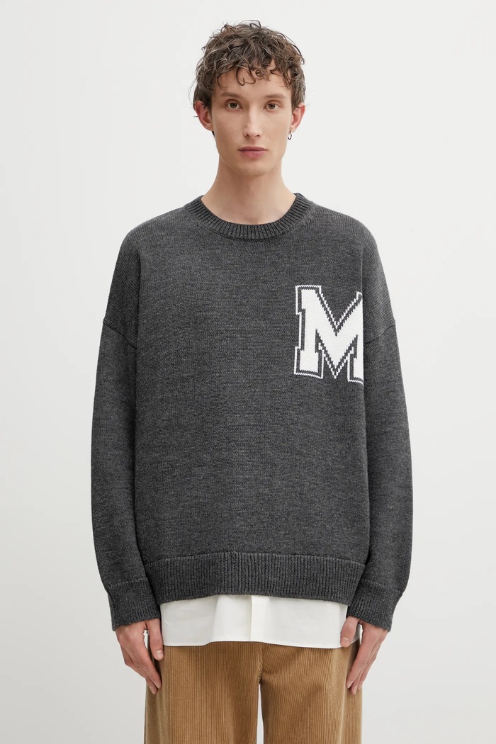 MM6 Maison Margiela sweter z dodatkiem wełny okrągły szary SH0HL0039.M13206.855M