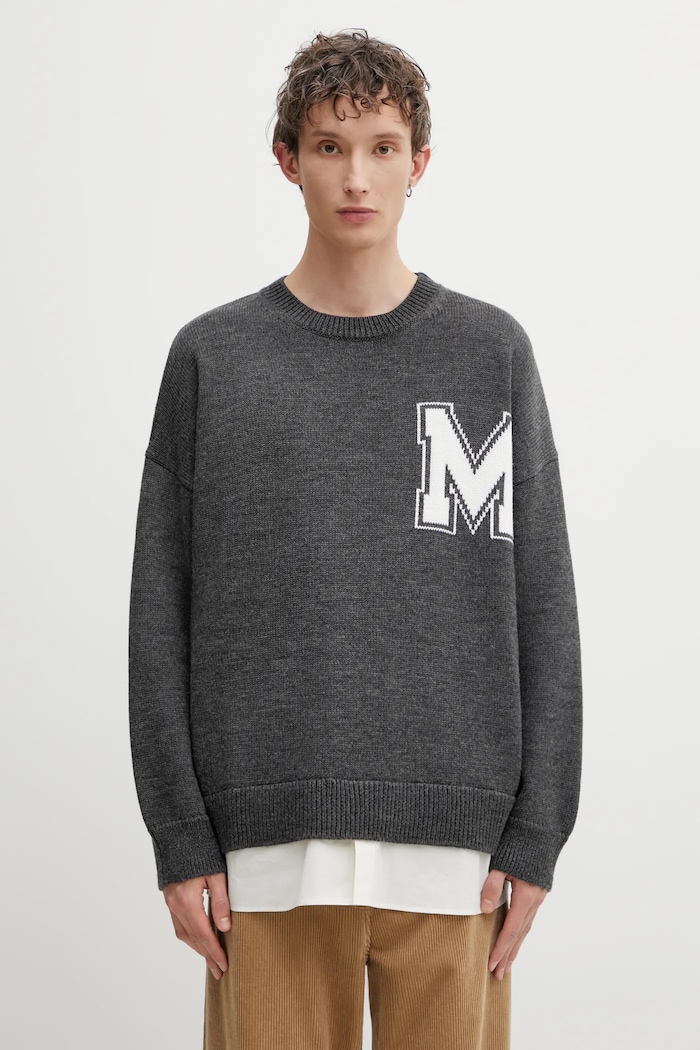 MM6 Maison Margiela sweter z dodatkiem wełny okrągły szary SH0HL0039.M13206.855M