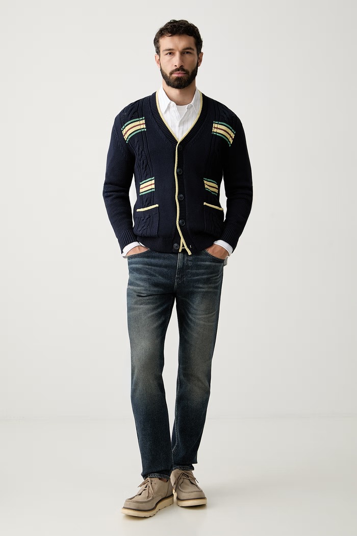 United Colors of Benetton kardigan męski z bawełną 1ZHHK601W granatowy SS26