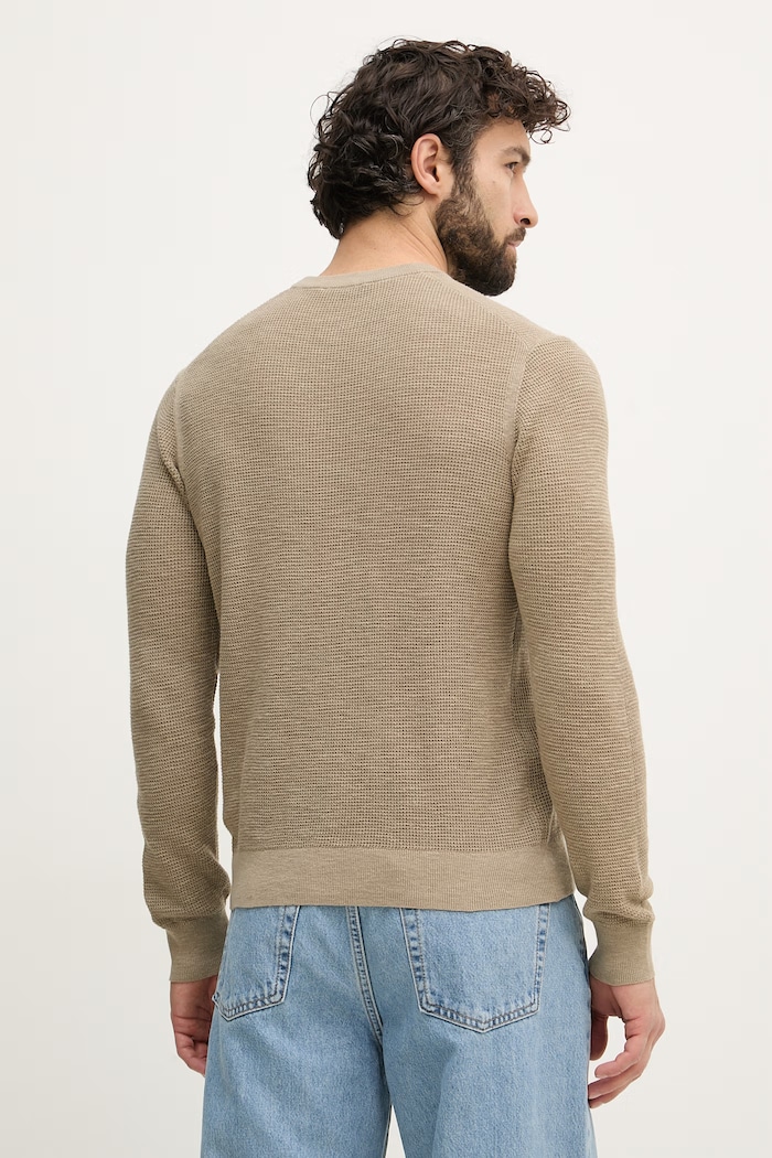 Odzież United Colors of Benetton sweter męski z dodatkiem lnu 1DC3U10BK zielony
