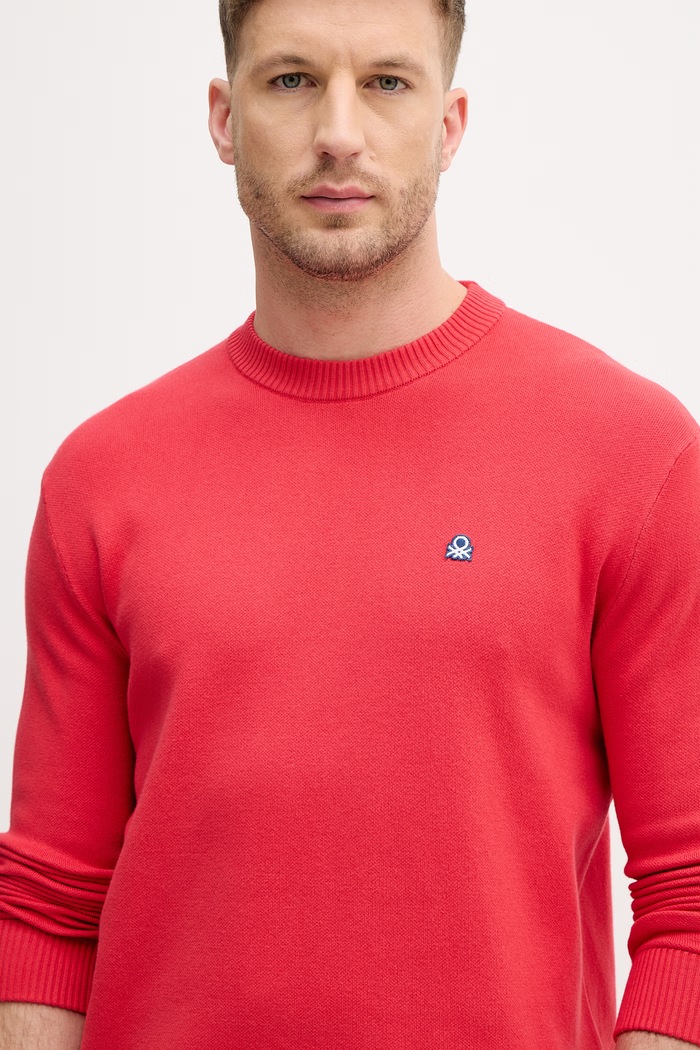 United Colors of Benetton pánsky bavlnený sveter červená 1UAEU10B6