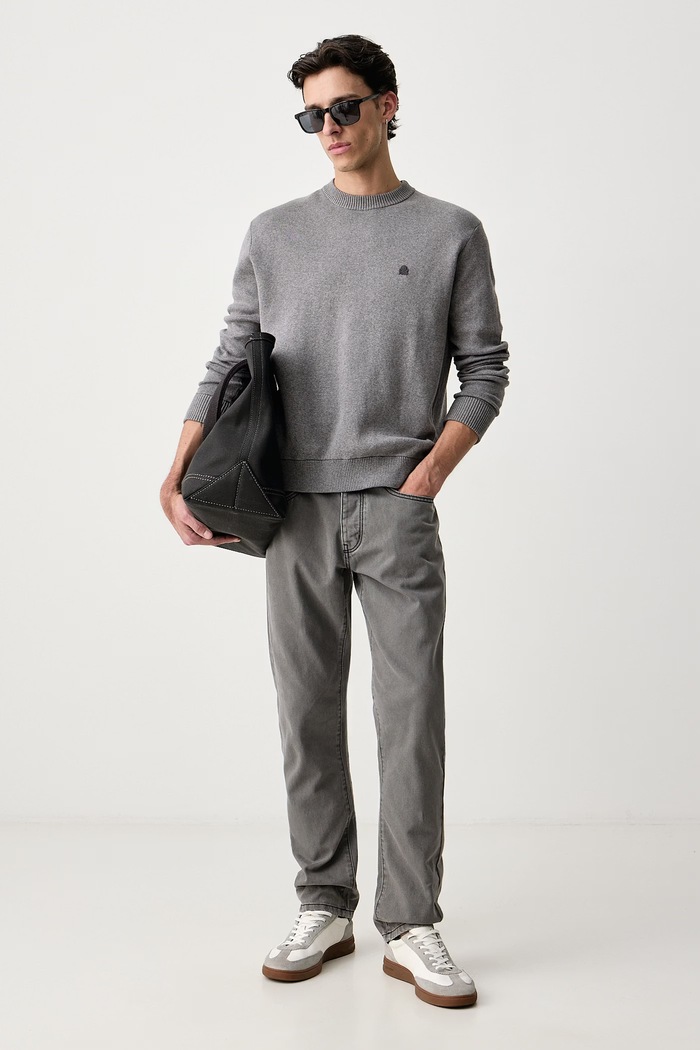 United Colors of Benetton Sweter męski bawełniany 1UAEU10B6 szary SS26