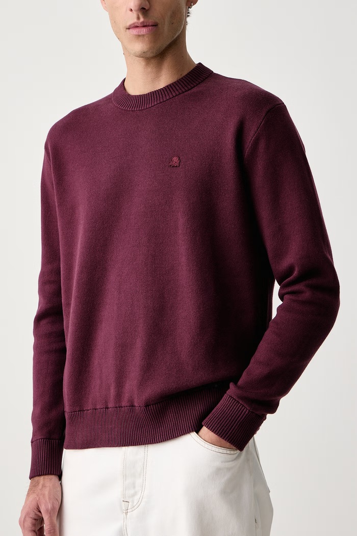 Sweter męski bawełniany United Colors of Benetton 1UAEU10B6 bordowy