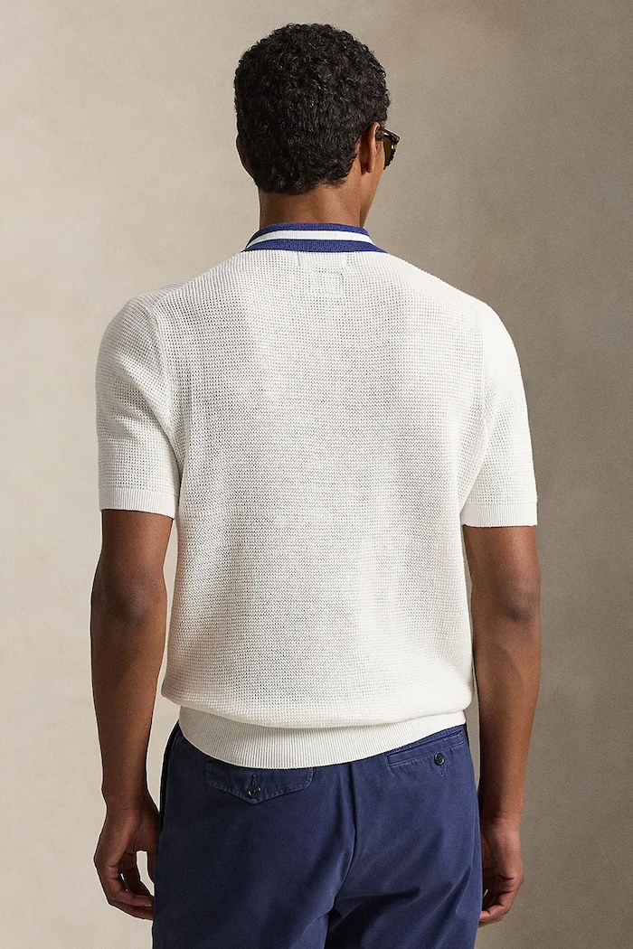 Polo Ralph Lauren sweter z krótkim rękawem męski bawełniany 710B16072 biały SS26