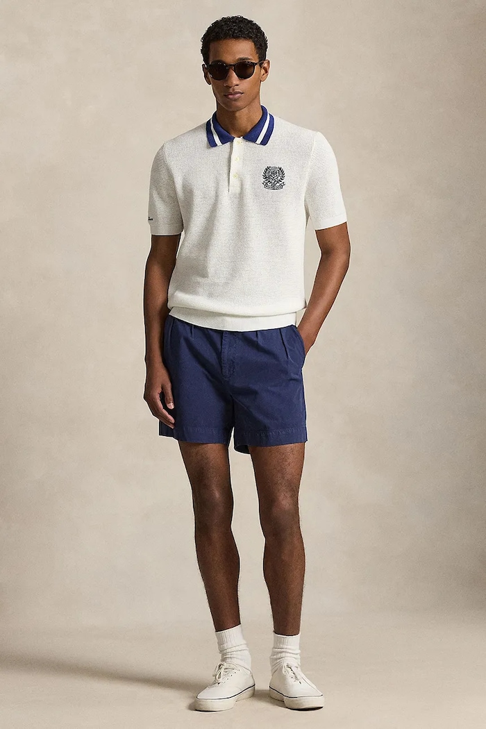 Odzież Polo Ralph Lauren sweter z krótkim rękawem męski bawełniany 710B16072 biały