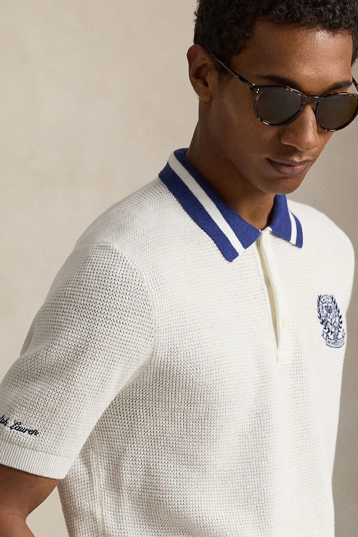Polo Ralph Lauren sweter z krótkim rękawem męski bawełniany biały 710B16072