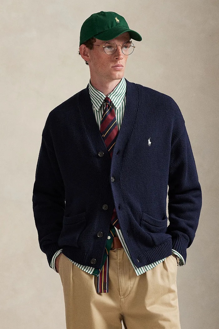 Polo Ralph Lauren cardigan pentru bărbați din bumbac imprimeu bleumarin 710B13887