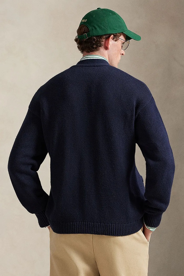 Polo Ralph Lauren cardigan pentru bărbați din bumbac 710B13887 bleumarin SS26