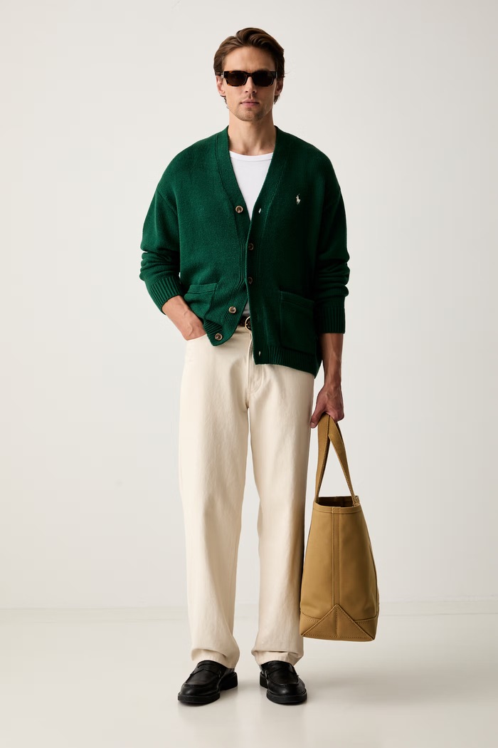 Polo Ralph Lauren kardigan męski bawełniany 710B13887 zielony SS26