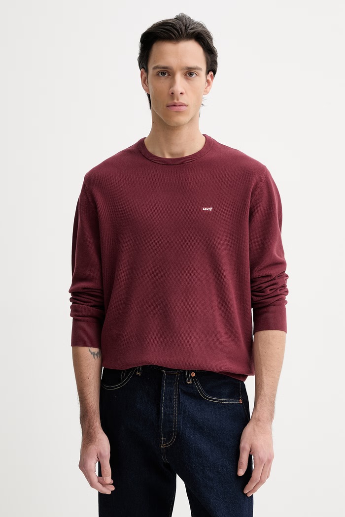 Levi's pulóver LIGHTWEIGHT HM sima piros A7207.0033