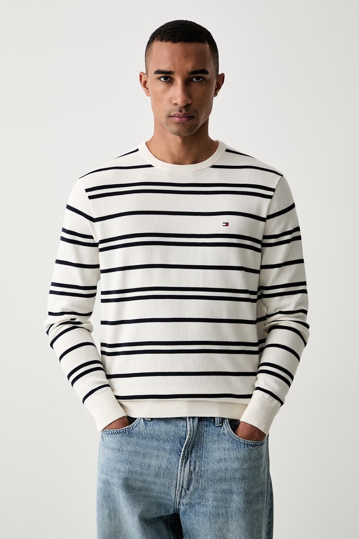 Tommy Hilfiger sweter męski bawełniany beżowy MW0MW39999.